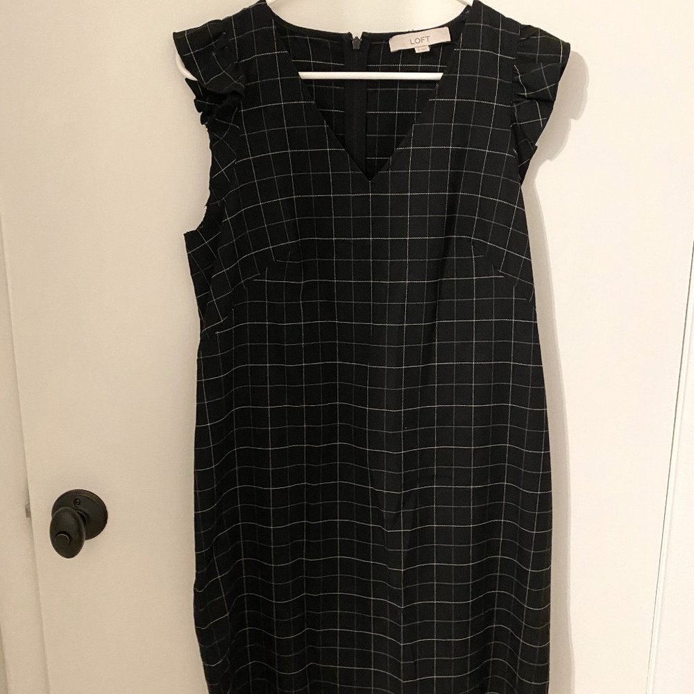 LOFT Black Plaid Dress